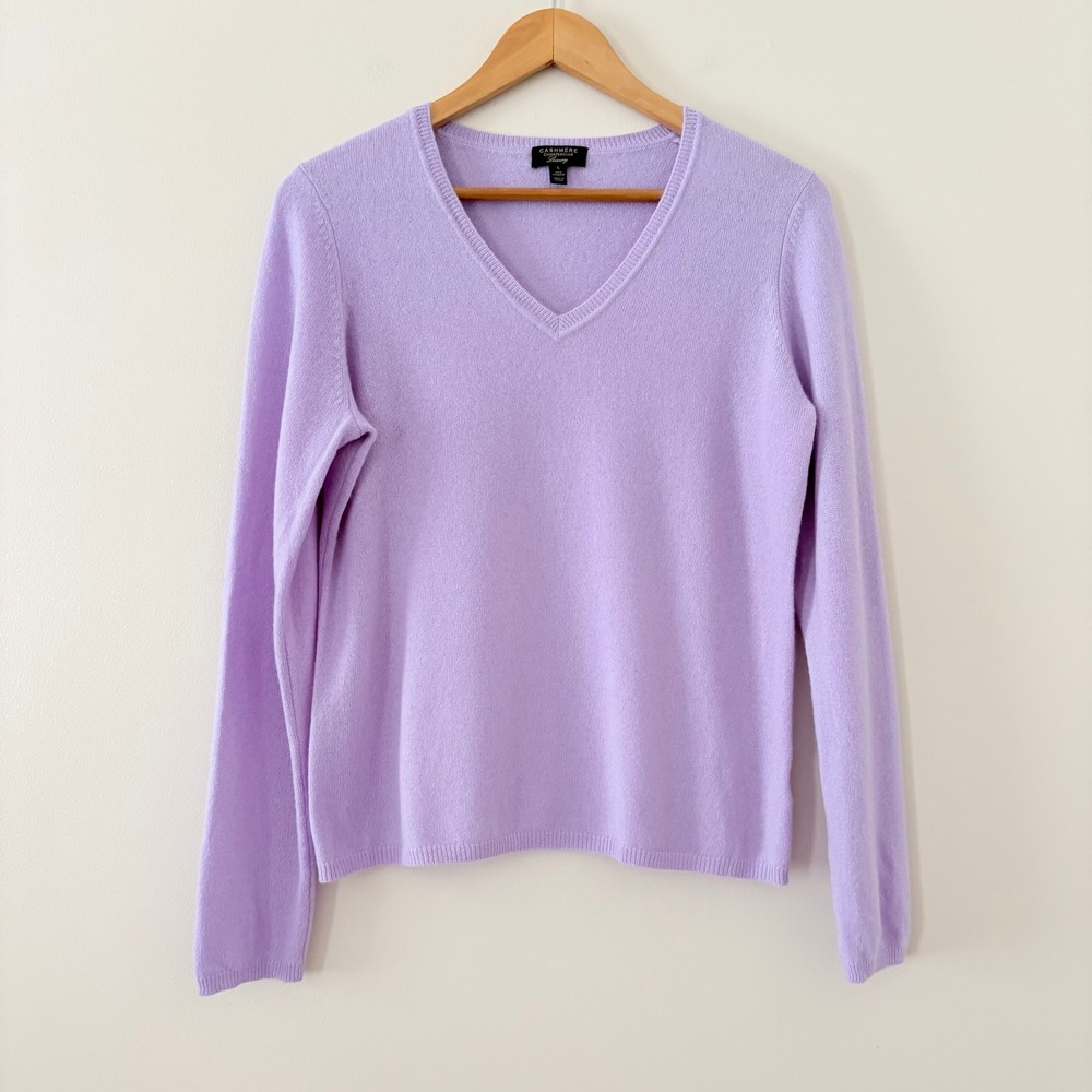 Charter Club Sweater V-Neck Cashmere Large Purple Luxury Knit Long Sleeve - Picture 7 of 7